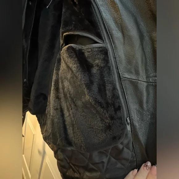 Leather Biker Moto Jacket Embroidered Eagle West Star Choppers Lined Unisex Med